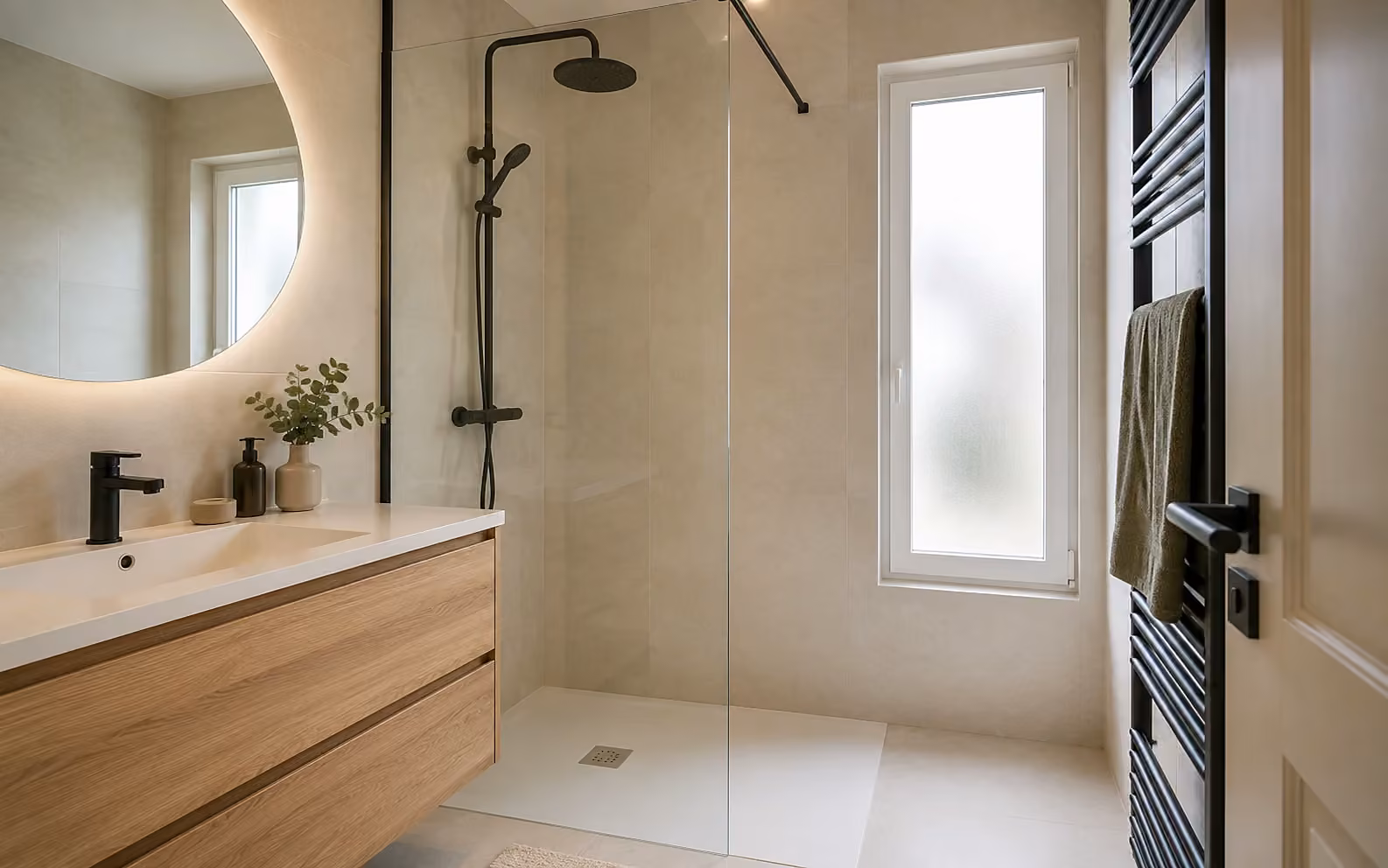 Douche de plain-pied accessible sans ressaut