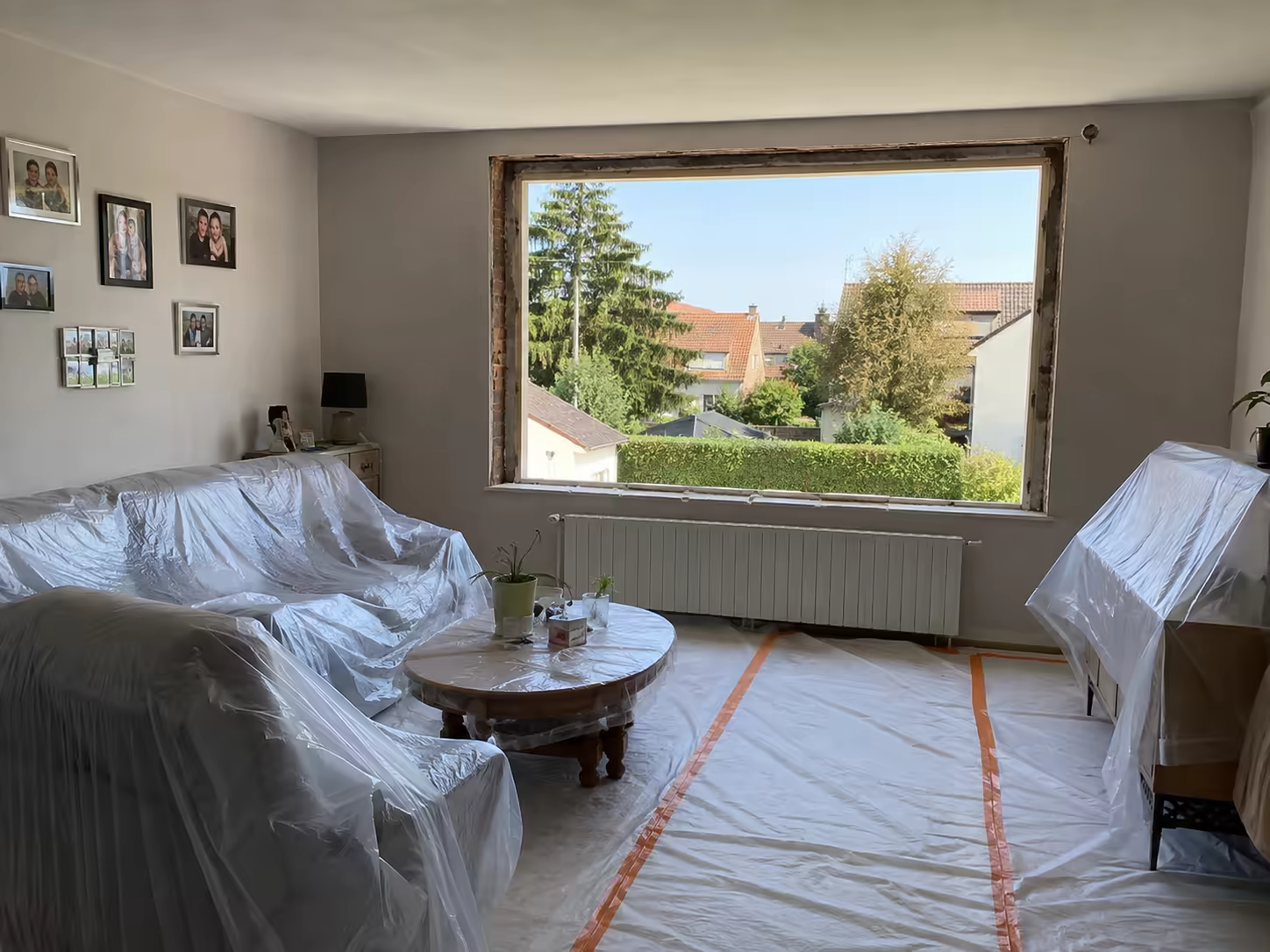 protection d’une pièce occupée avant le remplacement de fenêtres à Carvin