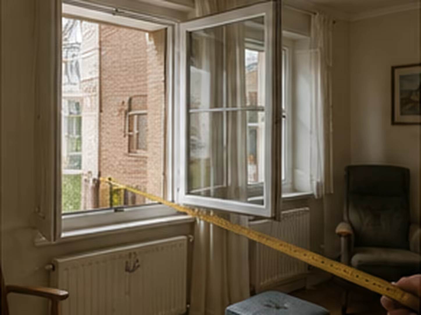 relevé du débattement d’une fenêtre dans une pièce meublée à Hénin-Beaumont
