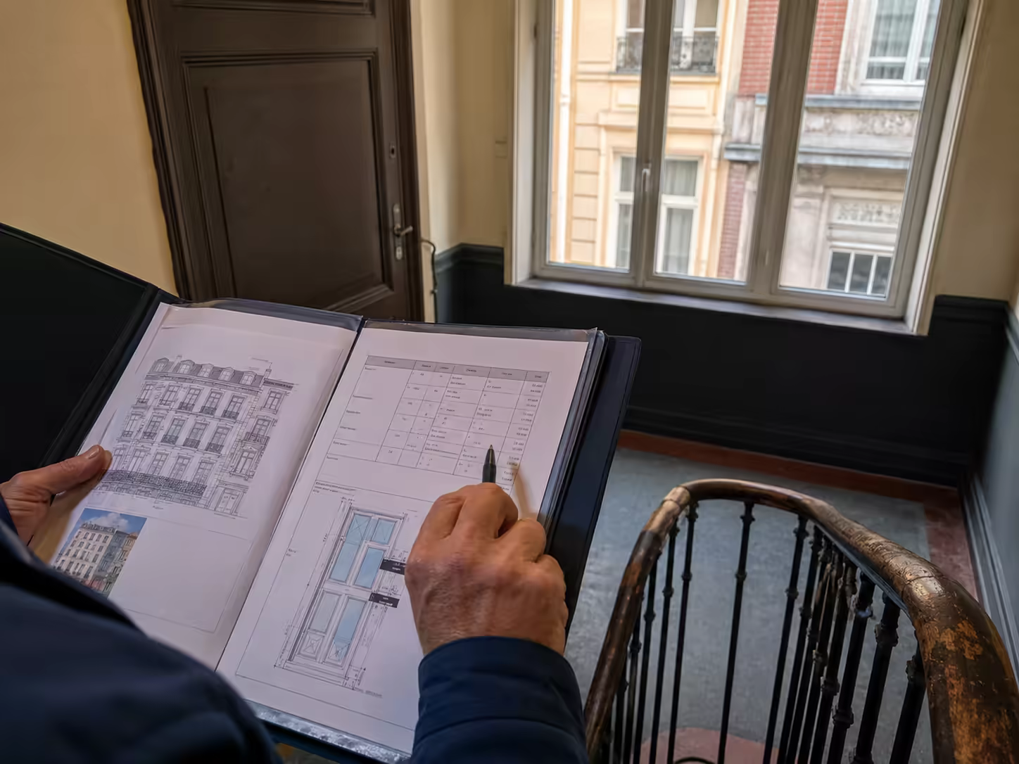 lecture d’un dossier de remplacement de fenêtres dans un immeuble lillois