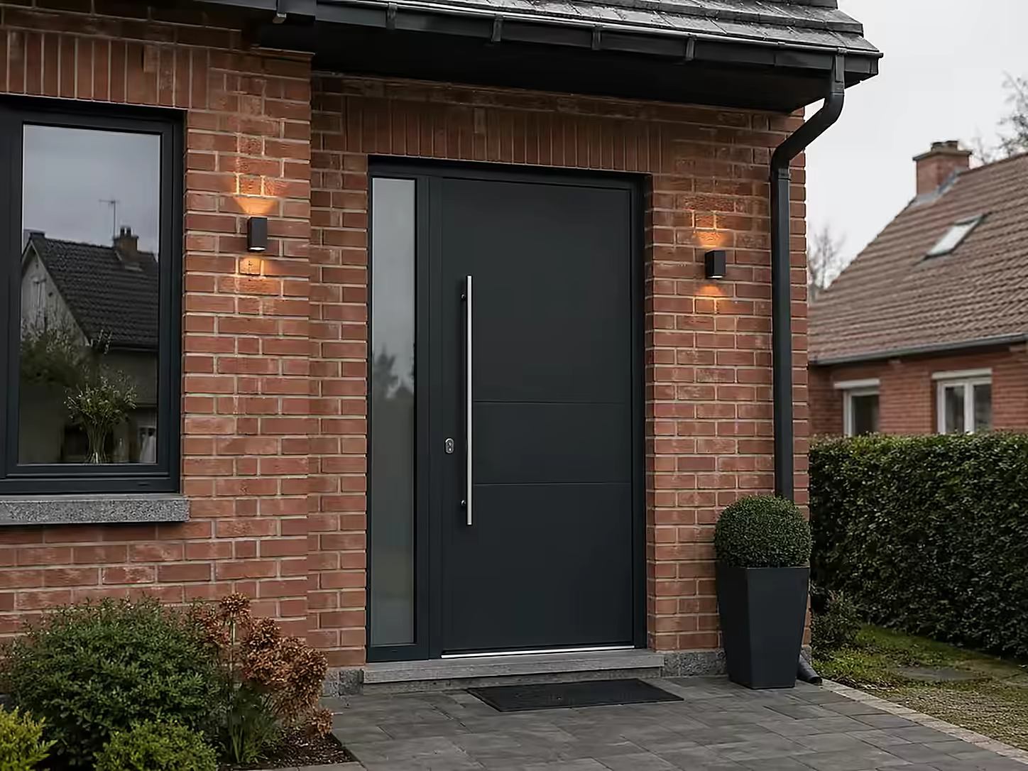 Porte d’entrée aluminium noire - visuel d’illustration, projet non réalisé par Alpha Rénovation