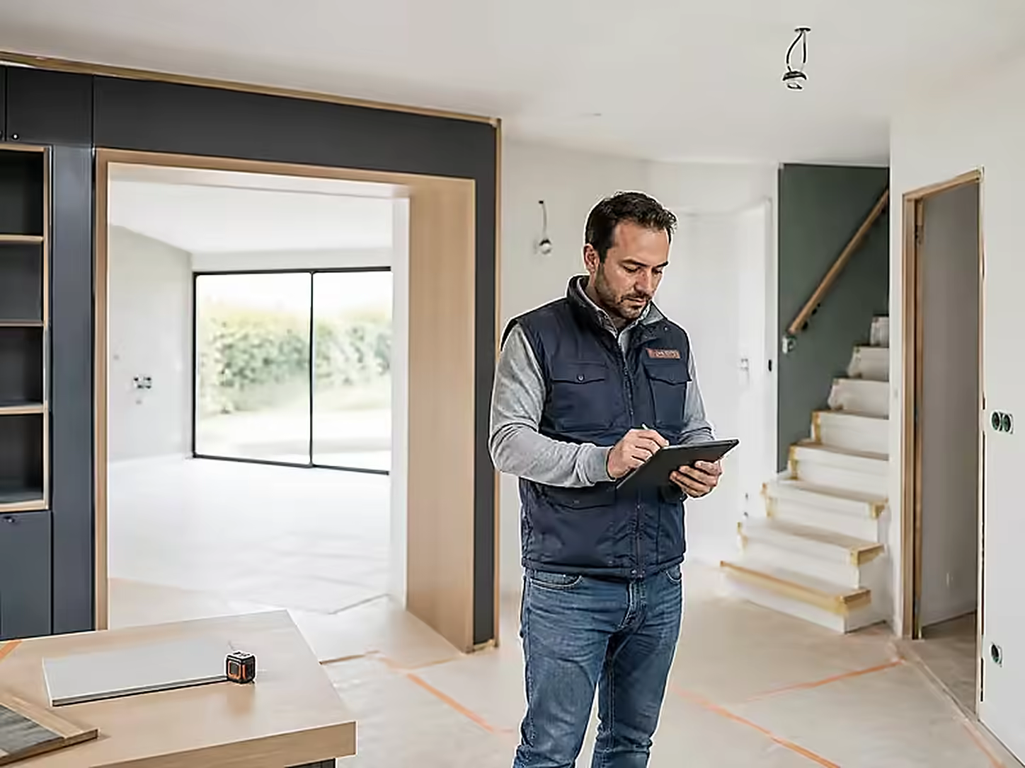 Suivi de chantier consulté sur une tablette
