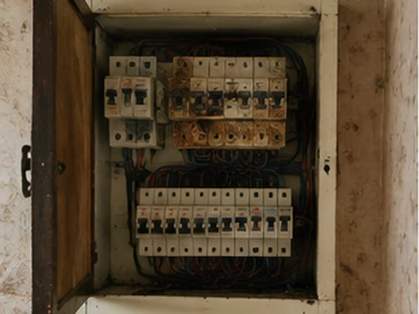 contrôle professionnel d’un coffret électrique présentant des traces anormales avant reprise